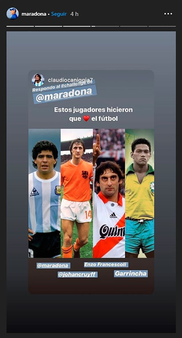 Diego Maradona eligió a los jugadores que lo hicieron enamorarse del fútbol