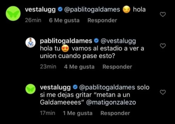 Pablo Galdames invitó a Vesta Lugg a ver un partido de Unión Española cuando se retome el fútbol