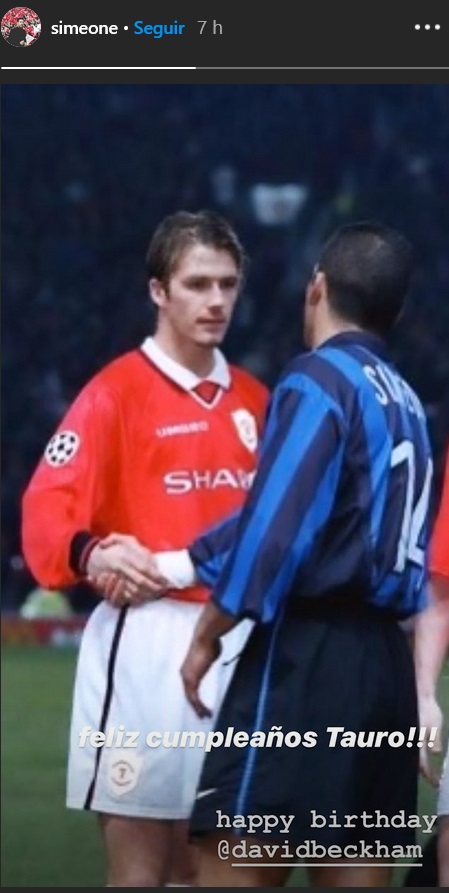 La nostálgica fotografía que publicó Simeone para saludar a Beckham por su cumpleaños
