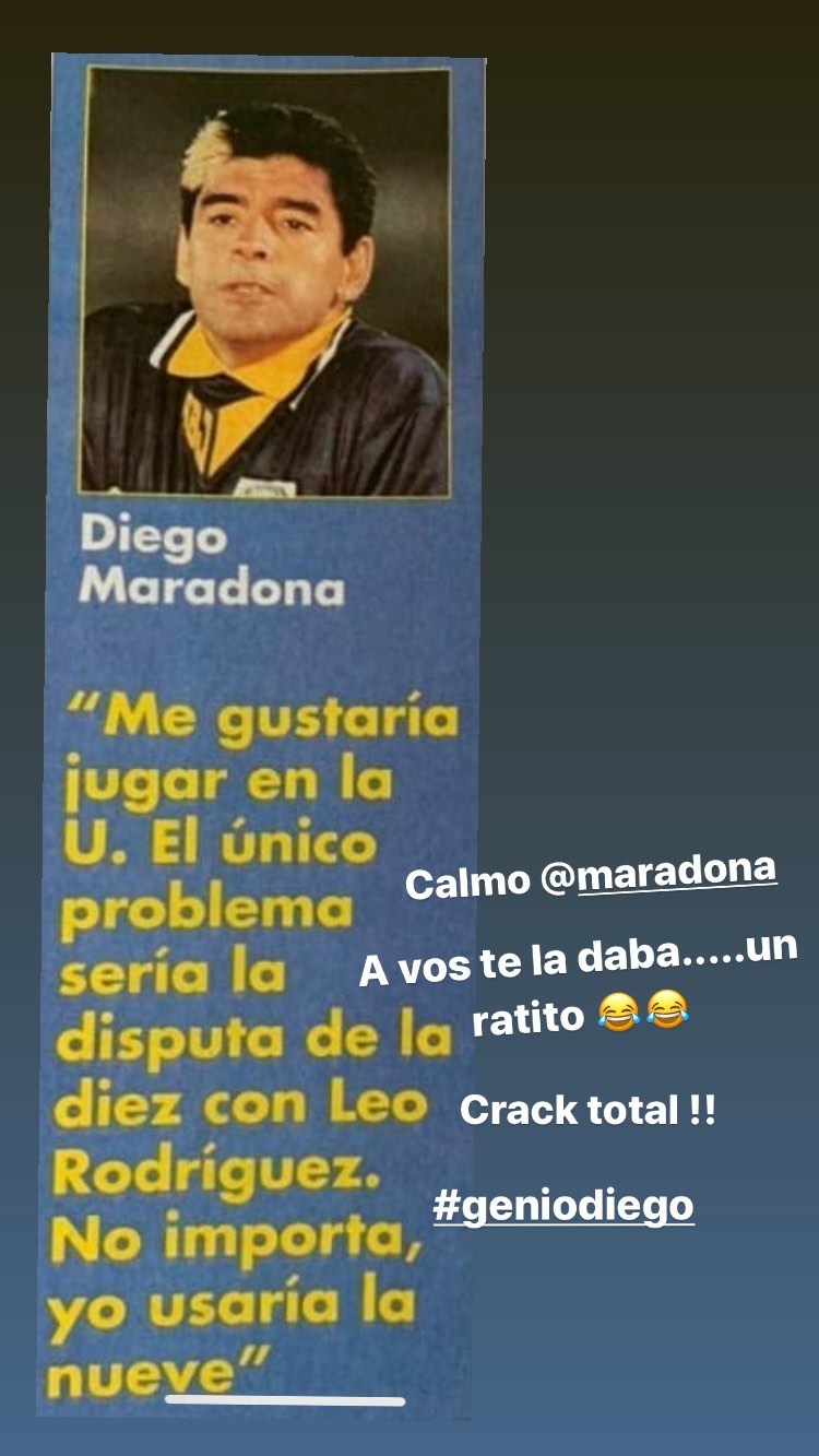 El recuerdo de Leo Rodríguez al deseo de Maradona de jugar en la U