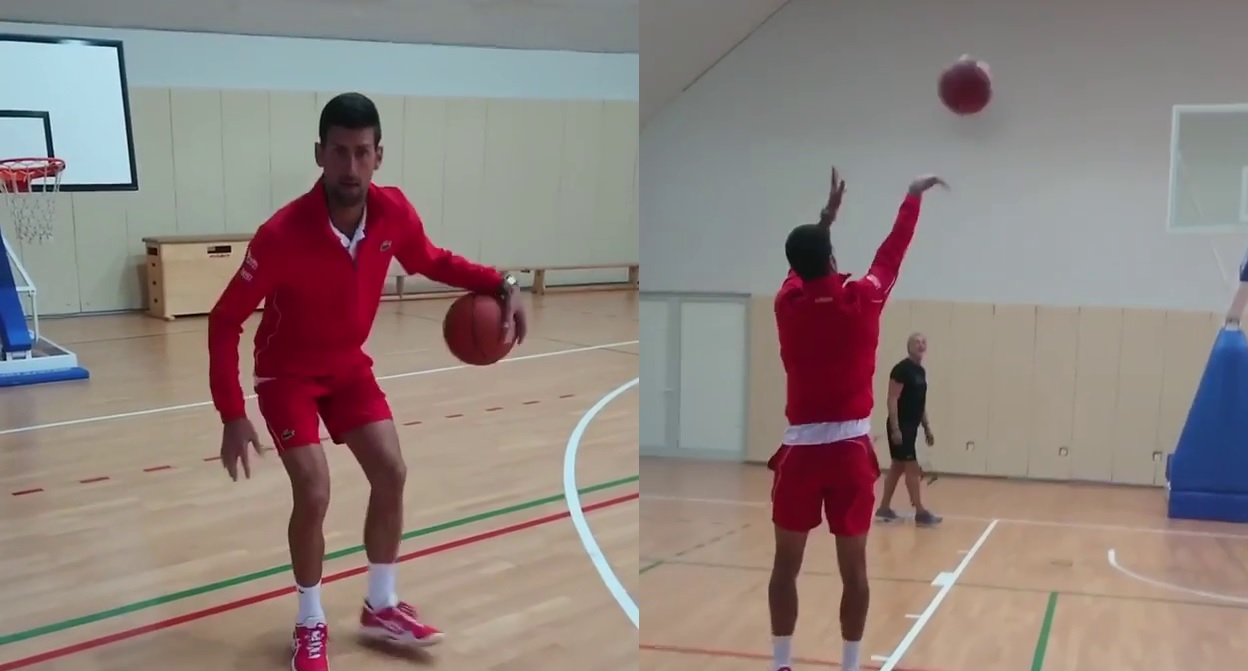 Novak Djokovic mostró su “talento” con la pelota de basket y retó a LeBron James