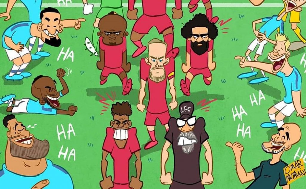 La divertida caricatura del pasillo de Manchester City a Liverpool que se hizo viral en redes