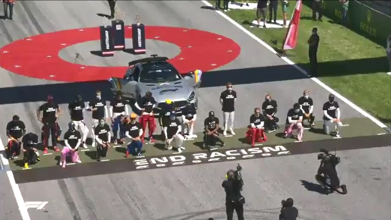 Pilotos de la Fórmula 1 protestaron contra el racismo en el GP de Austria: Seis no se arrodillaron