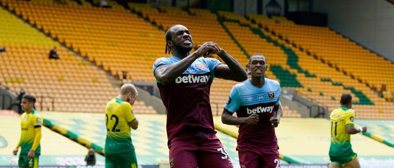 Michail Antonio anotó un póker de goles para West Ham y condenó a Norwich al descenso