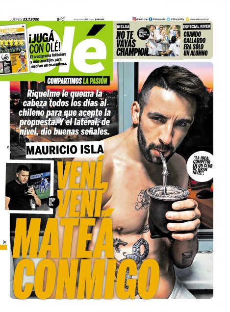 Mauricio Isla se tomó la portada de reconocido diario argentino por el interés de Boca Juniors