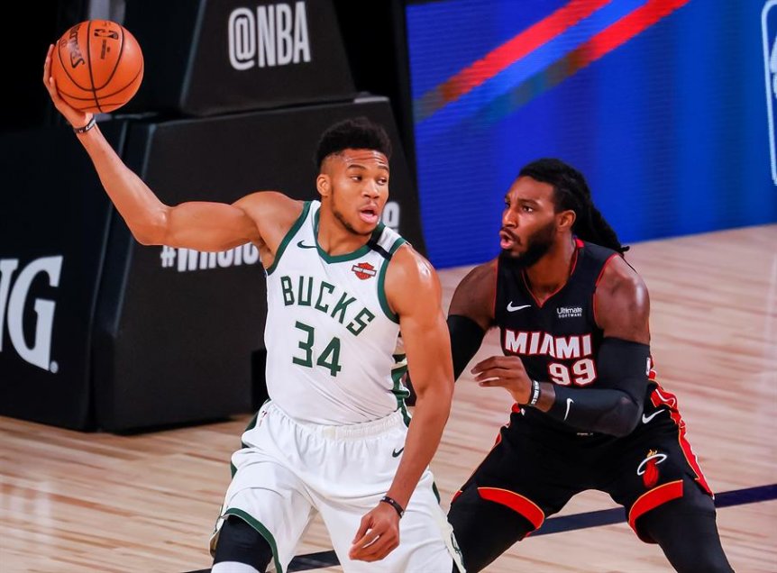 Antetokounmpo rescató a Milwaukee Bucks con gran remontada ante Miami Heat