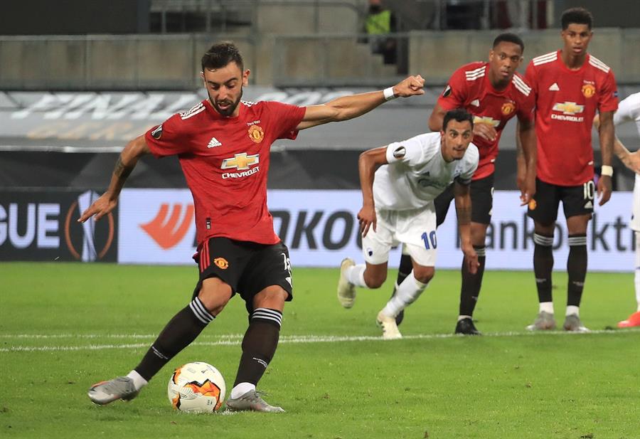 Bruno Fernandes metió a Manchester United en semis de la Europa League con gol en el alargue