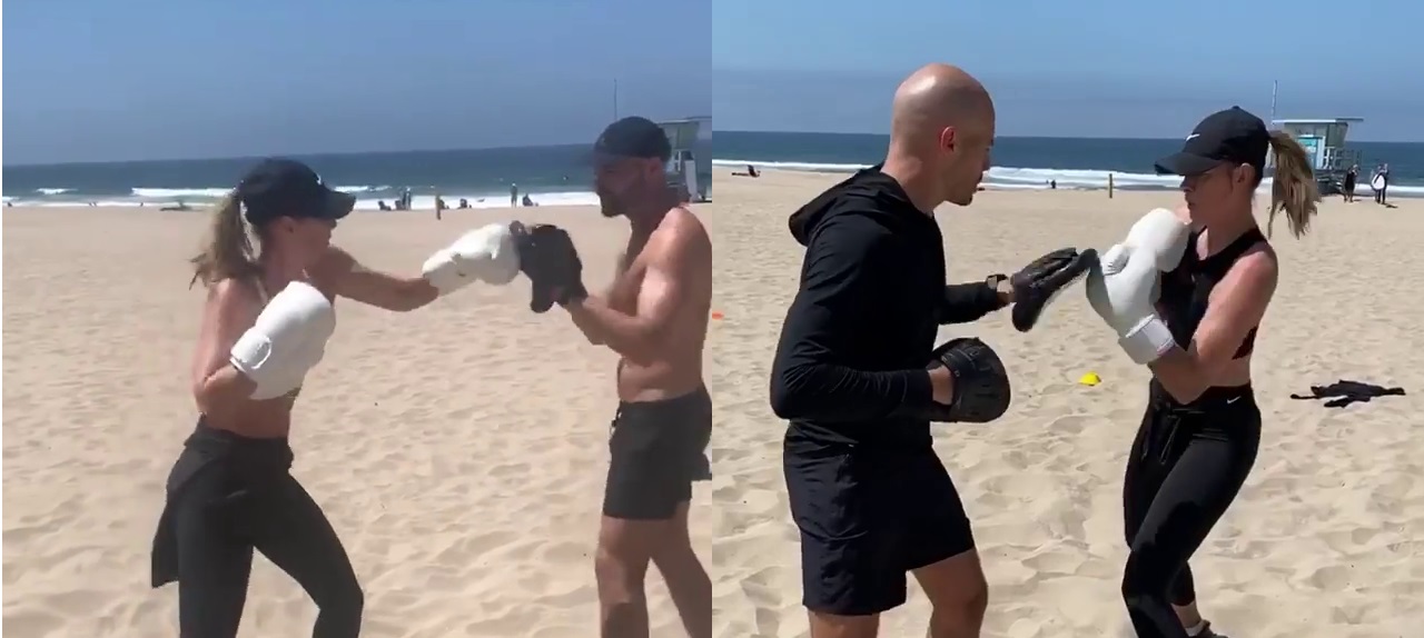 Maria Sharapova sorprendió con registro de su entrenamiento de boxeo en playa de Los Angeles