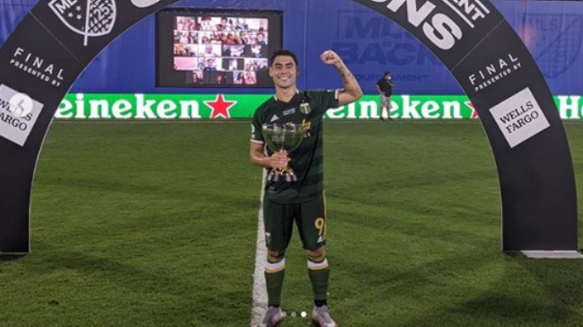La celebración de Felipe Mora luego del título ganado con Portland Timbers