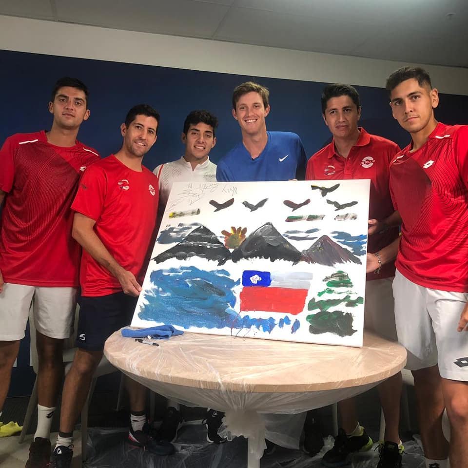 Futuros para el Tenis subasta exclusivo cuadro pintado por jugadores chilenos en la ATP Cup