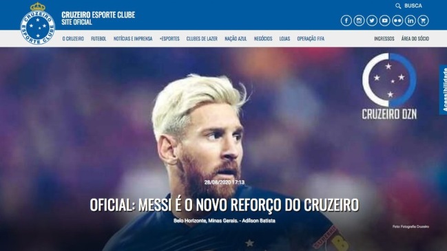 Sitio web de Cruzeiro fue hackeada y anunció a Lionel Messi como nuevo refuerzo
