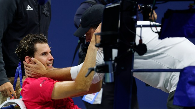 Dominic Thiem festejó de forma efusiva con Nicolás Massú tras coronarse en el US Open