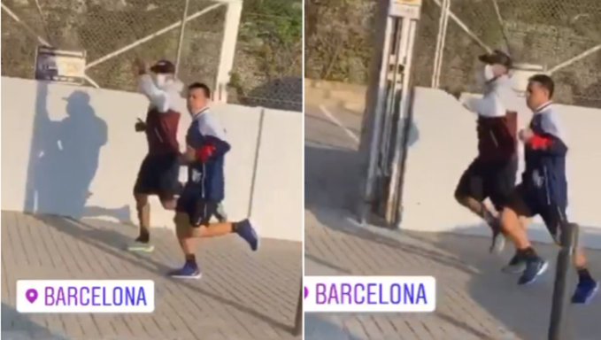 Arturo Vidal salió a correr por las calles de Barcelona a la espera de sellar su fichaje