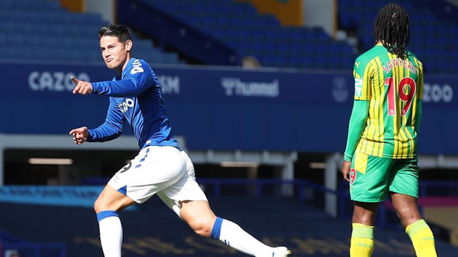 James Rodríguez marcó su primer gol con Everton en triunfo sobre West Bromwich por Premier