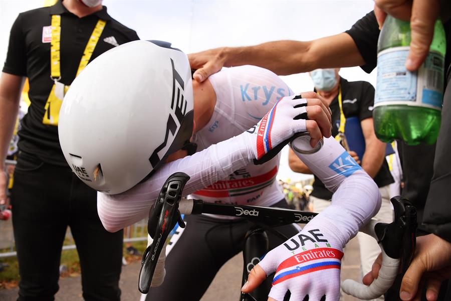 La emoción de Tadej Pogacar al asegurar este sábado la victoria en el Tour de Francia