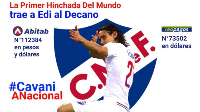 Hinchas de Nacional iniciaron una colecta para contratar a Edinson Cavani
