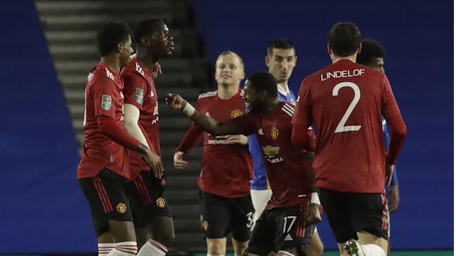 Manchester United se metió en cuartos de final de la Copa de la liga inglesa tras vencer a Brighton