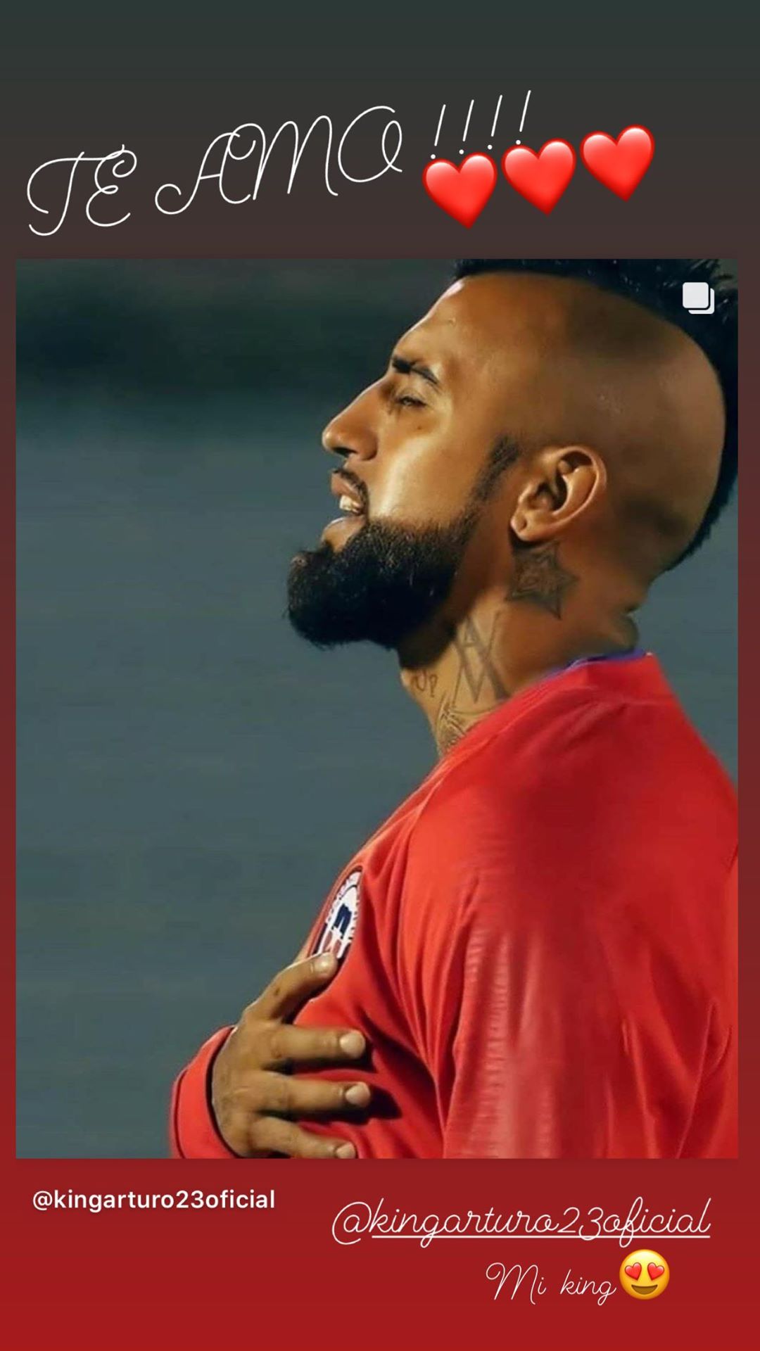 El romántico mensaje de Sonia Isaza para Arturo Vidal previo al duelo ante Colombia