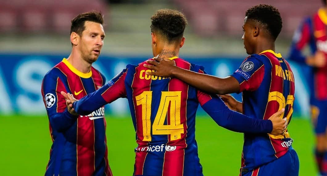 Ansu Fati y Coutinho anotaron golazos en la aplastante victoria de Barcelona a Ferencvaros