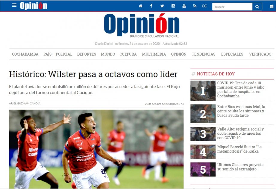 Prensa boliviana amaneció exultante con “histórico batacazo” de Wilstermann