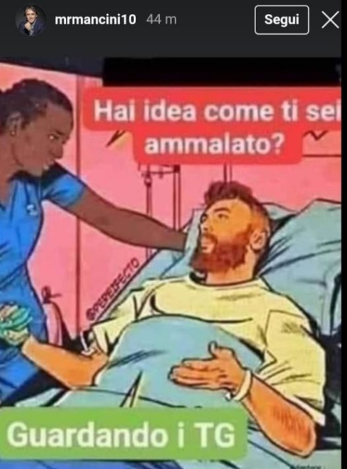 Roberto Mancini publicó controvertida imagen sobre el coronavirus