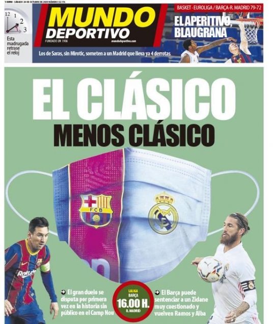 “El clásico menos clásico”: Las portadas de la prensa española para el Barcelona-Real Madrid