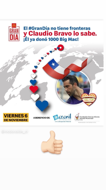 Claudio Bravo hizo importante donación a campaña de Coanil y McDonald’s