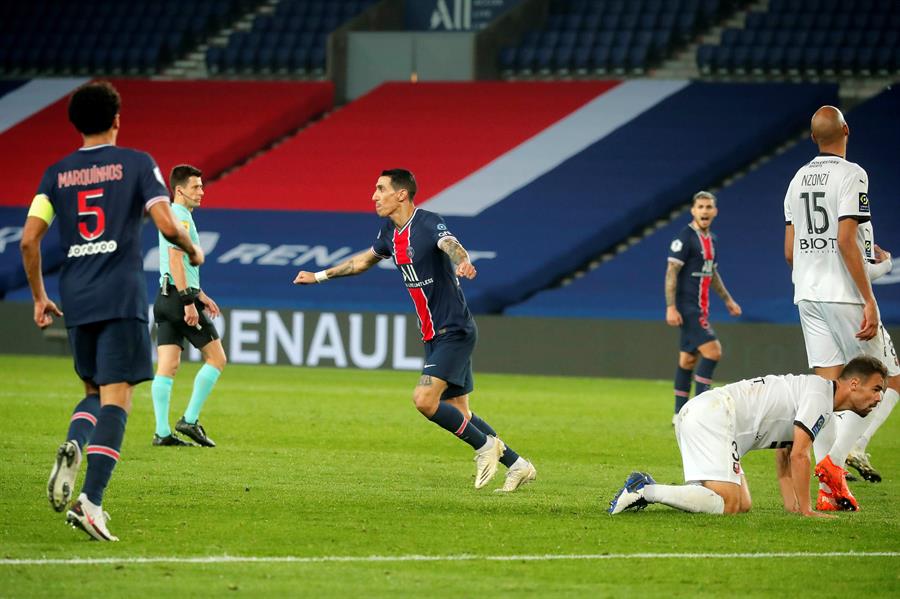 PSG goleó a Stade Rennais con dos golazos de Angel Di María