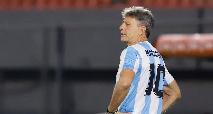 Renato Gaucho usó camiseta Maradona durante el partido de Gremio en la Copa Libertadores
