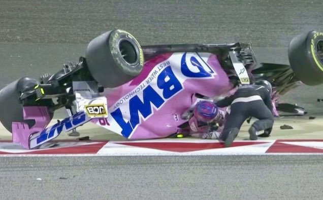 ¡Otro accidente en la Fórmula 1! Lance Stroll volcó en el Gran Premio de Bahrein