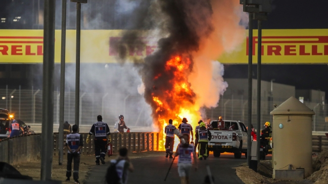 Romain Grosjean puede dejar el hospital este martes tras espectacular accidente en Bahrein