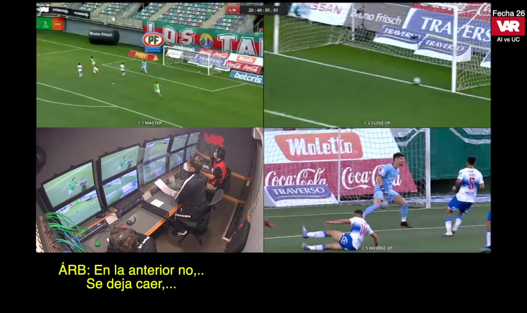 “Se deja caer”: El diálogo del VAR en el polémico partido entre Audax y la UC