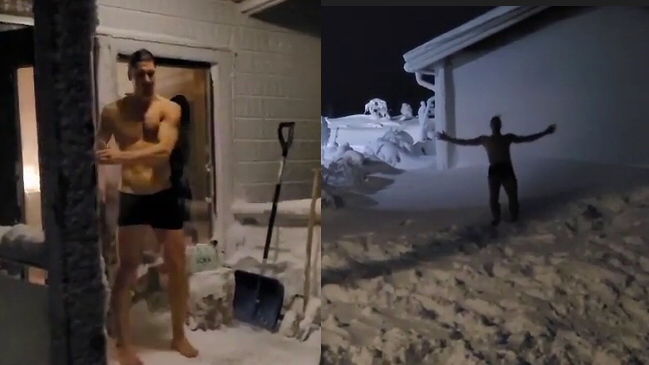 Ibrahimovic se lanzó casi sin ropa a la nieve para oficializar su presencia en “Zan Remo”