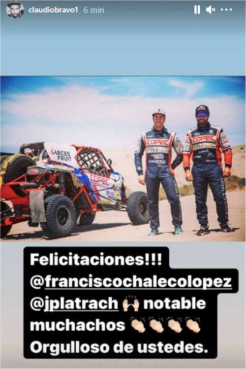 Claudio Bravo felicitó a “Chaleco” López y Juan Pablo Latrach por el título en el Dakar