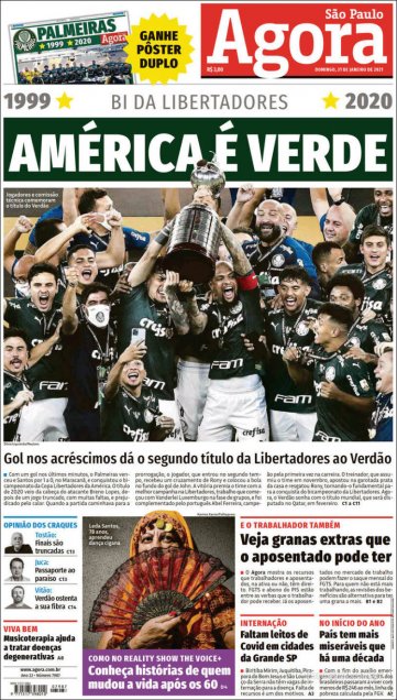 El título de Palmeiras en Copa Libertadores sumó portadas en toda Sudamérica