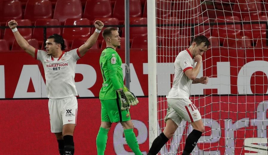 Sevilla dio el golpe y tomó ventaja ante Barcelona en semifinales de la Copa del Rey