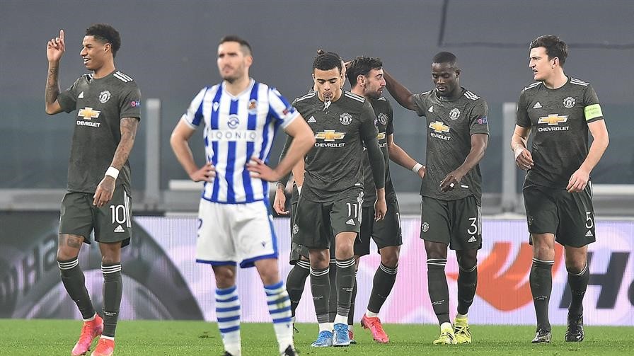 Bruno Fernandes comandó la goleada de Manchester United sobre Real Sociedad en la Europa League
