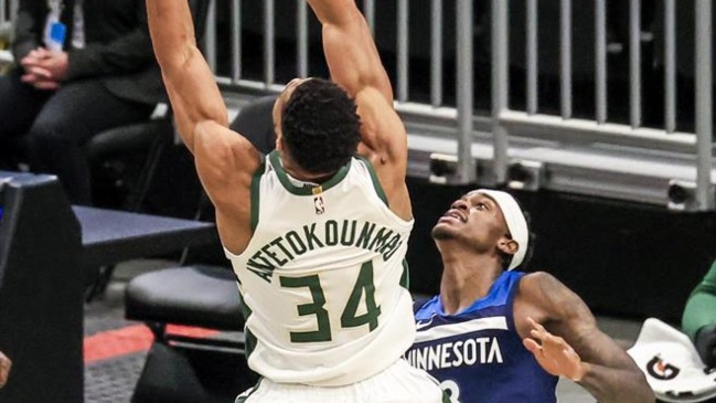Antetokounmpo lideró con 37 puntos el triunfazo de Milwaukee Bucks ante Minnesota Timberwolves