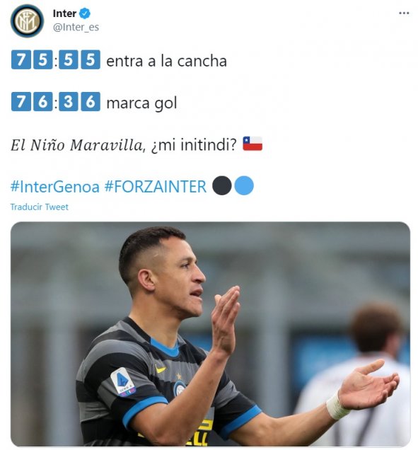 “De pleiesteishon”: Inter celebró el regreso al gol de Alexis con “chilenismos”