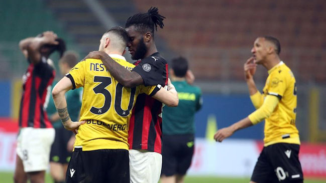 AC Milan igualó con Udinese y le dio espacio a Inter para poder afirmarse en la cima de la Serie A