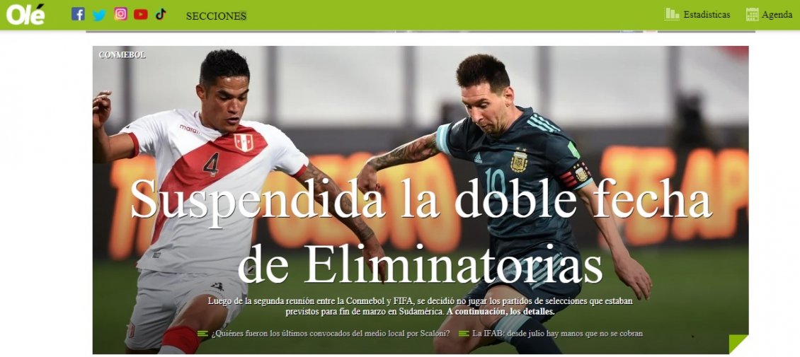 La reacción de la prensa internacional tras la suspensión de la doble fecha Clasificatoria