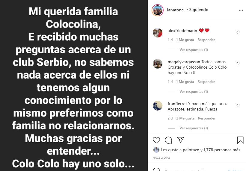 Hija de Mirko Jozic estalló contra club serbio que imitó insignia de Colo Colo: Paren de usar a nuestro club