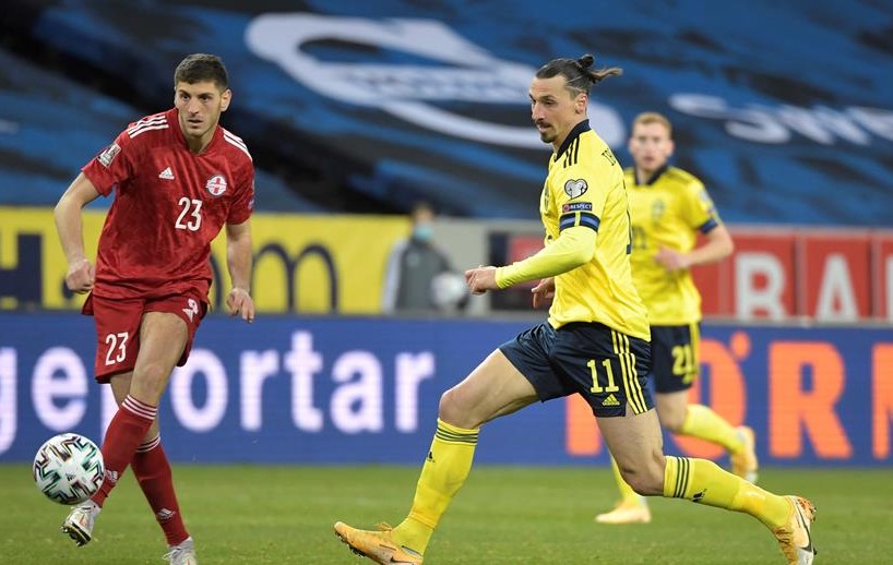 La asistencia de Zlatan Ibrahimovic para el gol de la victoria de Suecia ante Georgia