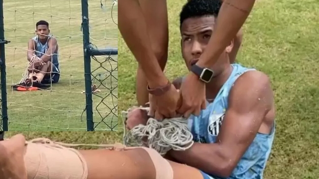 Jugadores de Santos amarraron al jugador más joven del plantel tras la práctica