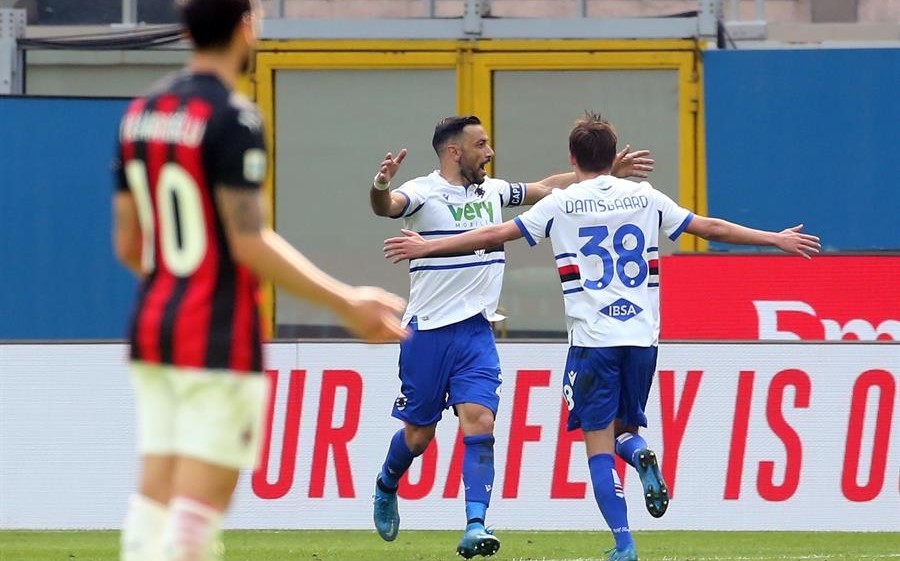 AC Milan salvó un empate ante Sampdoria, pero sigue sin poder acercarse a Inter en la Serie A