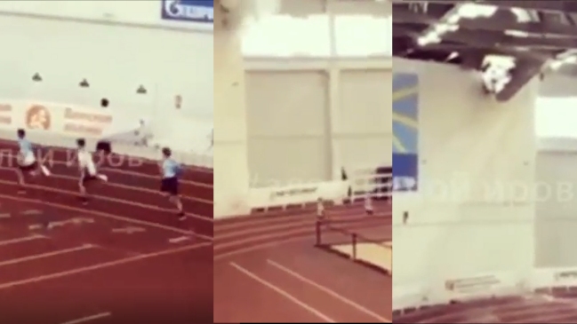 Caída de techo causó terror durante una competencia infantil de atletismo