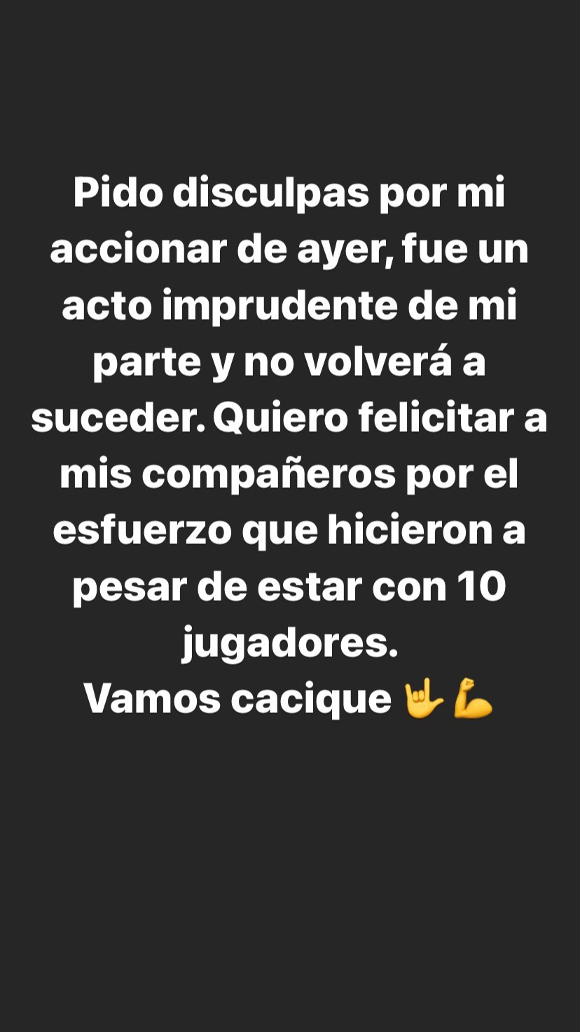 Matías Zaldivia se disculpó por la expulsión ante O’Higgins