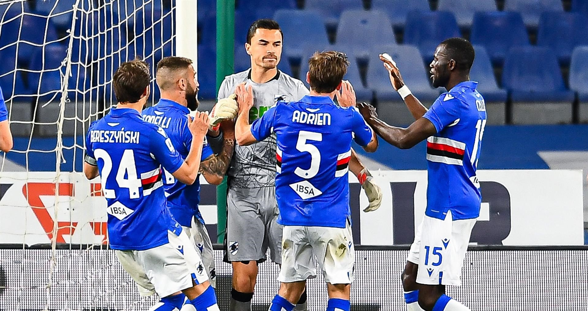 Roma sumó su cuarto partido sin ganar tras perder ante Sampdoria en la Serie A