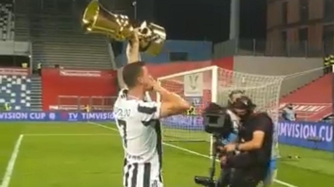 El festejo de Cristiano Ronaldo tras alcanzar un nuevo título con Juventus