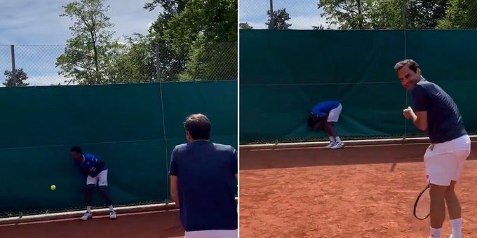 ¡Nooo! Svitolina desafió a Federer y el suizo le dio un pelotazo a Monfils en sus partes íntimas